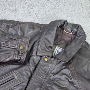 Vintage William Barry Watershed Leather Jacket Mens Medium Brown Quilted 90s